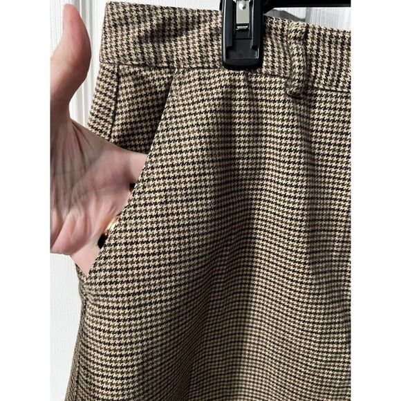 LL Bean Skirt Womens Sz 12P Houndstooth Equestrian Classic Fit Vintage Tan Brown - Picture 3 of 9
